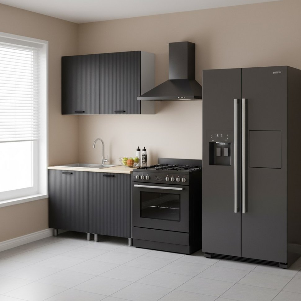 Кухня Аленушка 1,2м Лотос Сталь,скоба антрацит,сонома