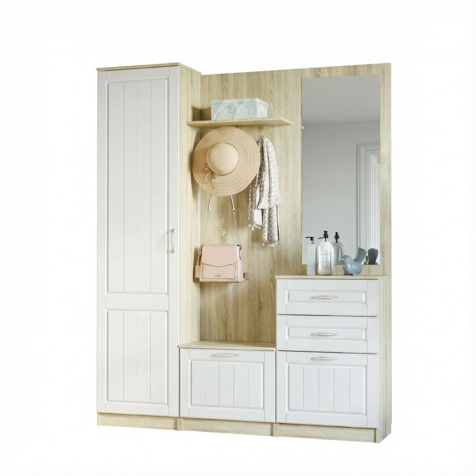 Прихожая Оливия-1 Дуб Сонома/белое дерево