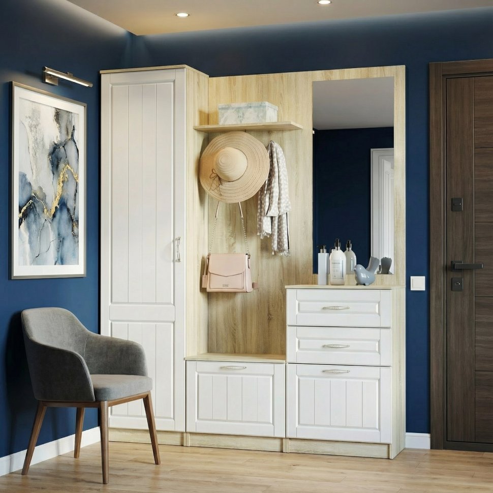 Прихожая Оливия-1 Дуб Сонома/белое дерево