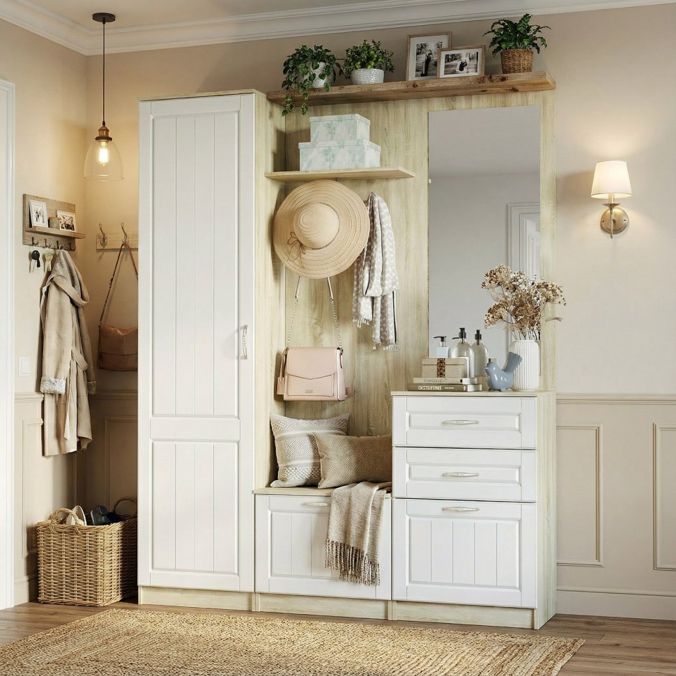 Прихожая Оливия-1 Дуб Сонома/белое дерево