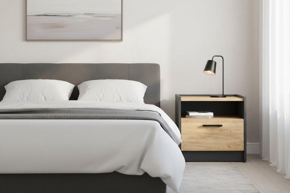 НМ 011.15 Тумба прикроватная Оттавия Антрацит/Дуб золотой