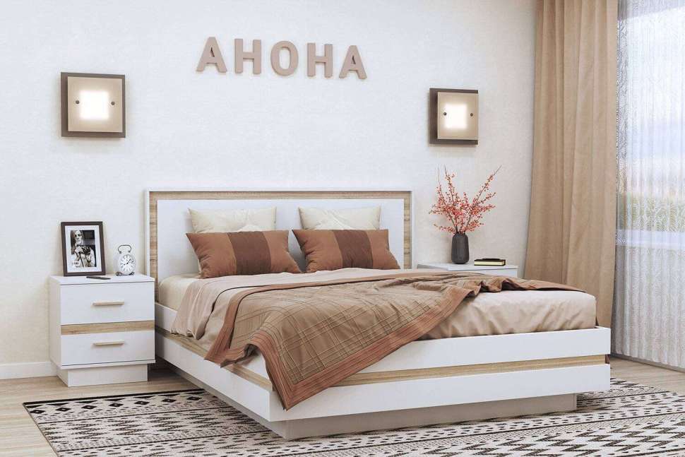 Кровать 180х200 Анона (Глазов) с основанием Белый