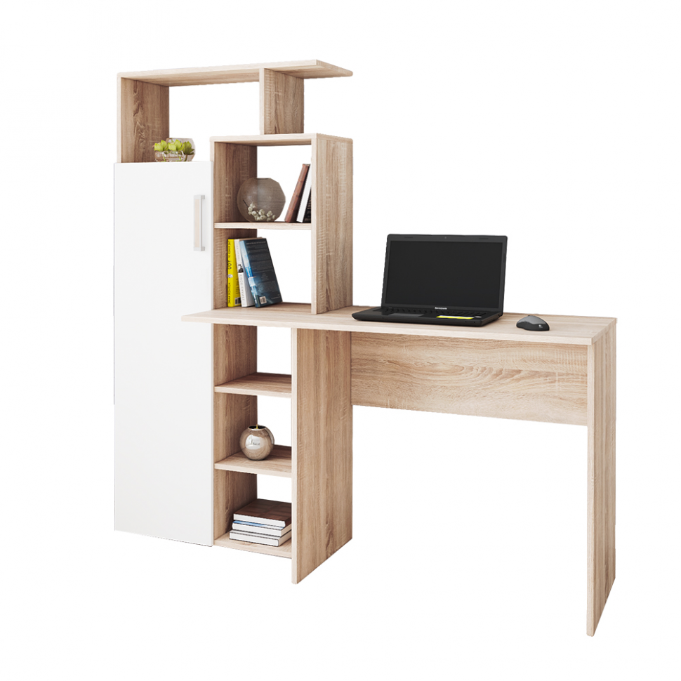 Компьютерный стол Квартет-7 (Дуб сонома/белый) ТЭКС