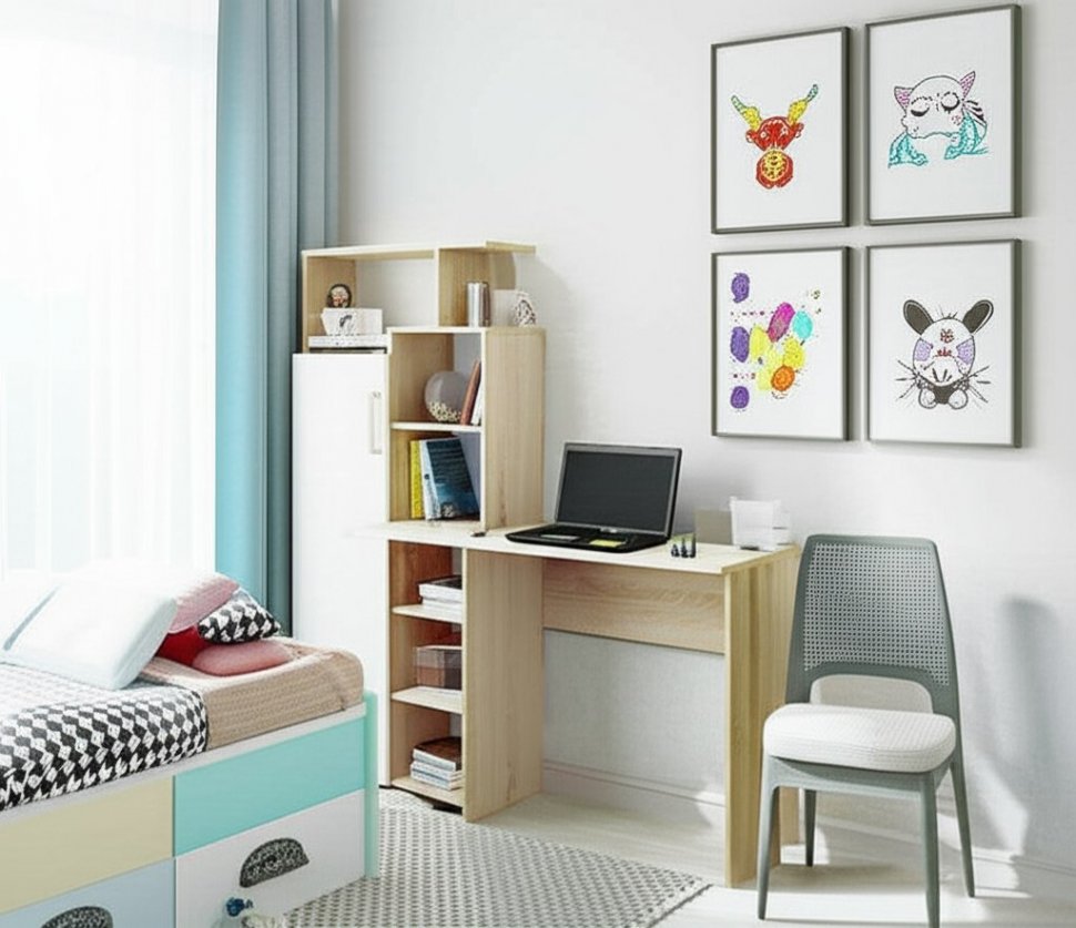 Компьютерный стол Квартет-7 (Дуб сонома/белый) ТЭКС