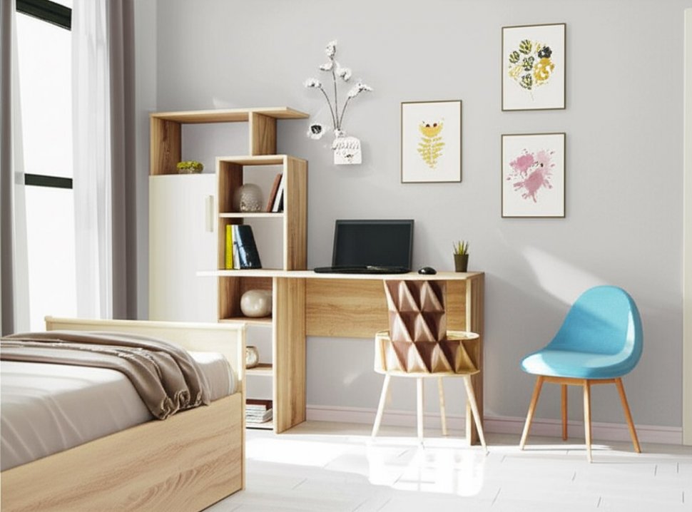 Компьютерный стол Квартет-7 (Дуб сонома/белый) ТЭКС