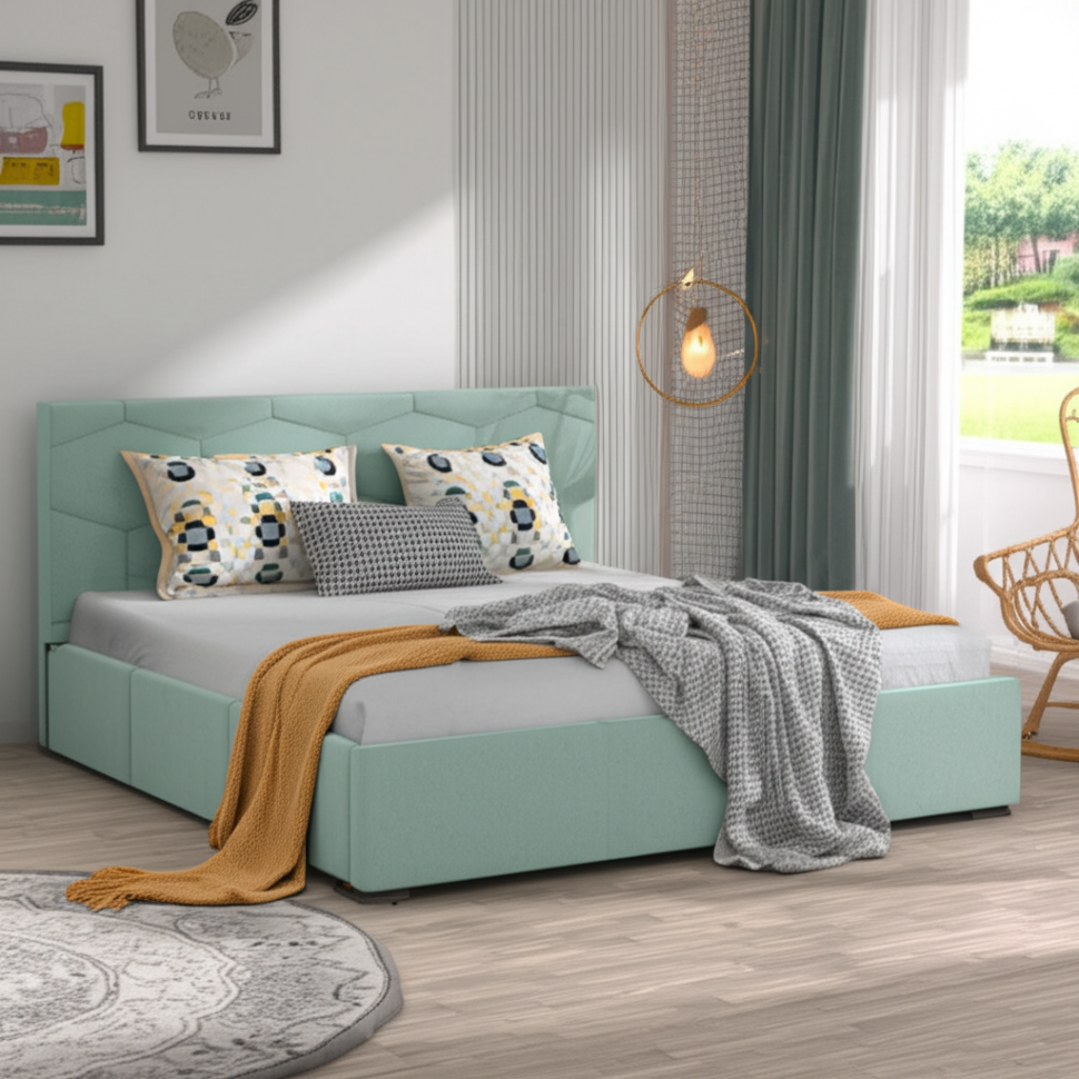 Кровать с ортопедическим основанием Манука (1,6м), Мятный