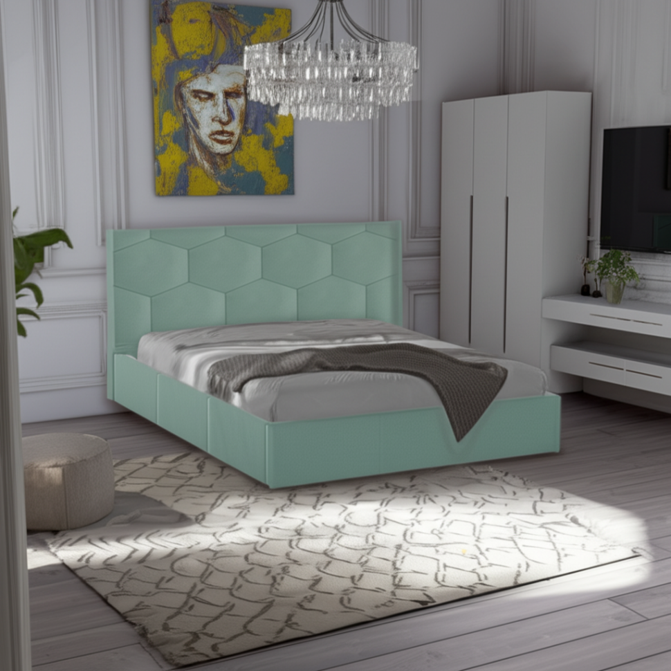 Кровать с ортопедическим основанием Манука (1,6м), Мятный