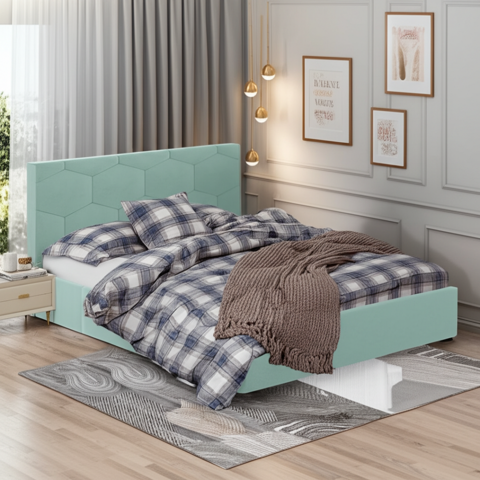 Кровать с ортопедическим основанием Манука (1,6м), Мятный