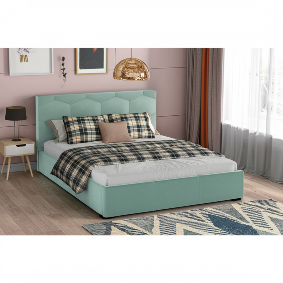 Кровать с ортопедическим основанием Манука (1,6м), Мятный