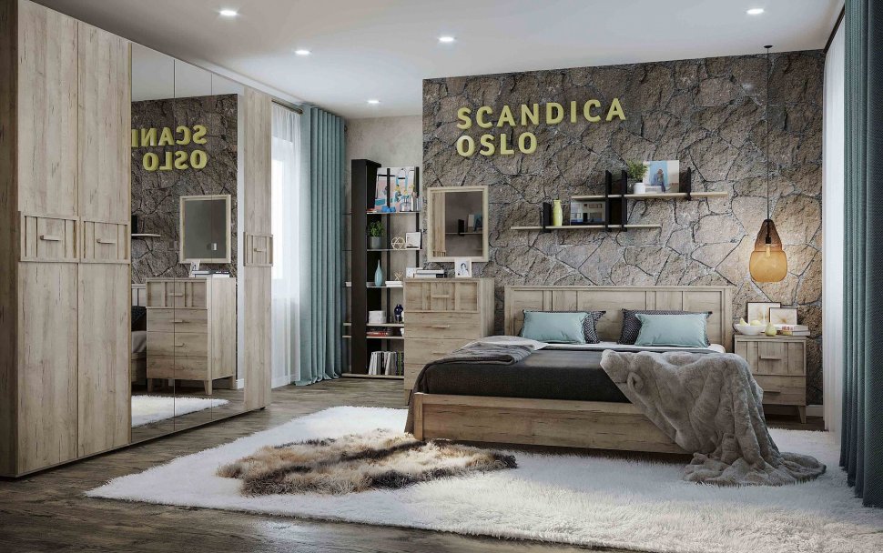 Шкаф для одежды и белья с зеркалом SCANDICA OSLO 444 (Глазов)