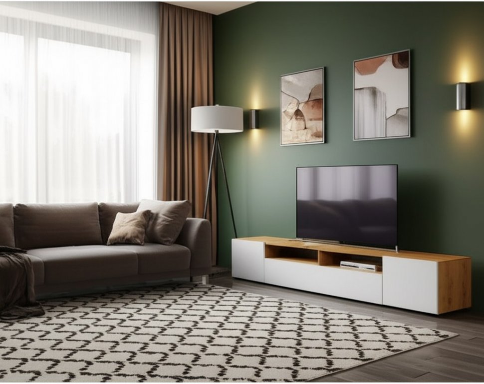 Тумба ТВ Денвер, Дуб золотой, Белый