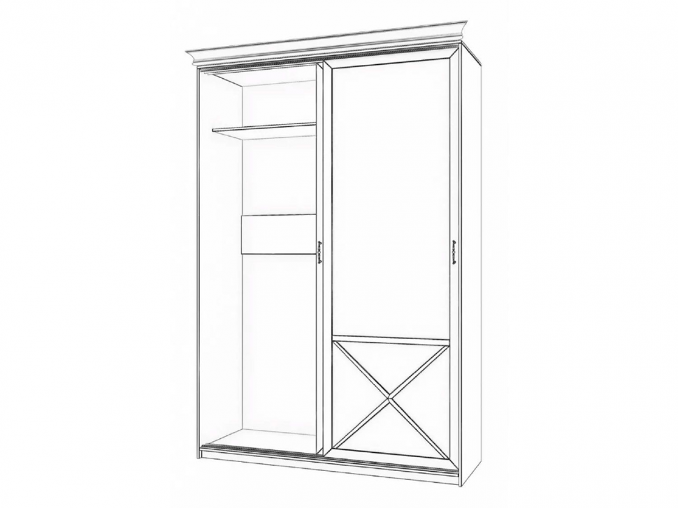 Бэль Шкаф-купе с нишей для гладильной доски + Карнизы 1543/60 Слоновая кость