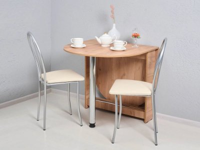 Стол раскладной овальный Хром / Дуб Крафт золотой