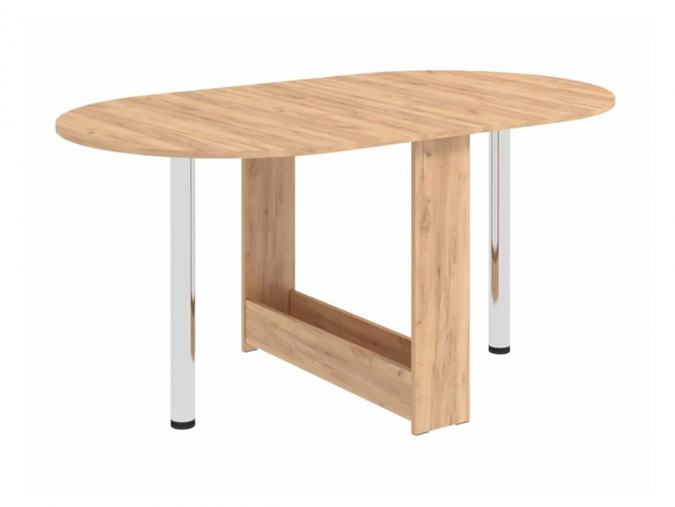 Стол раскладной овальный Хром / Дуб Крафт золотой