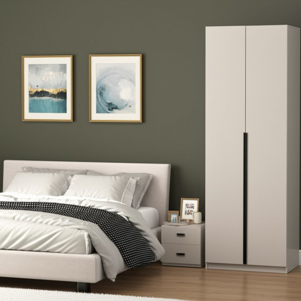 Шкаф распашной с наполнением (3 полки + 2 ящика + штанга) ШК 5 (800), Меланж