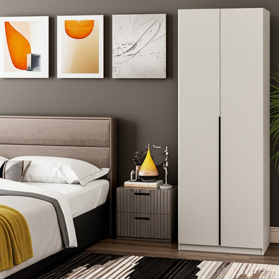 Шкаф распашной с наполнением (3 полки + 2 ящика + штанга) ШК 5 (800), Меланж