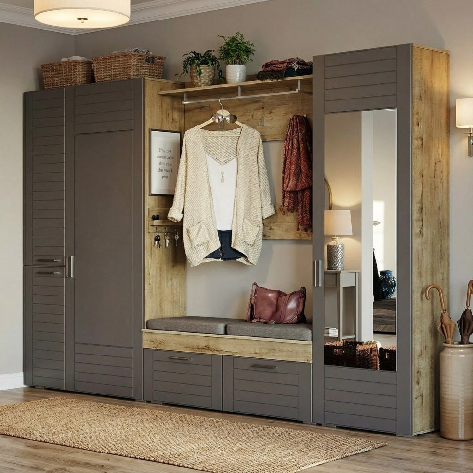 Прихожая Livorno 1 /дуб бунратти / софт графит