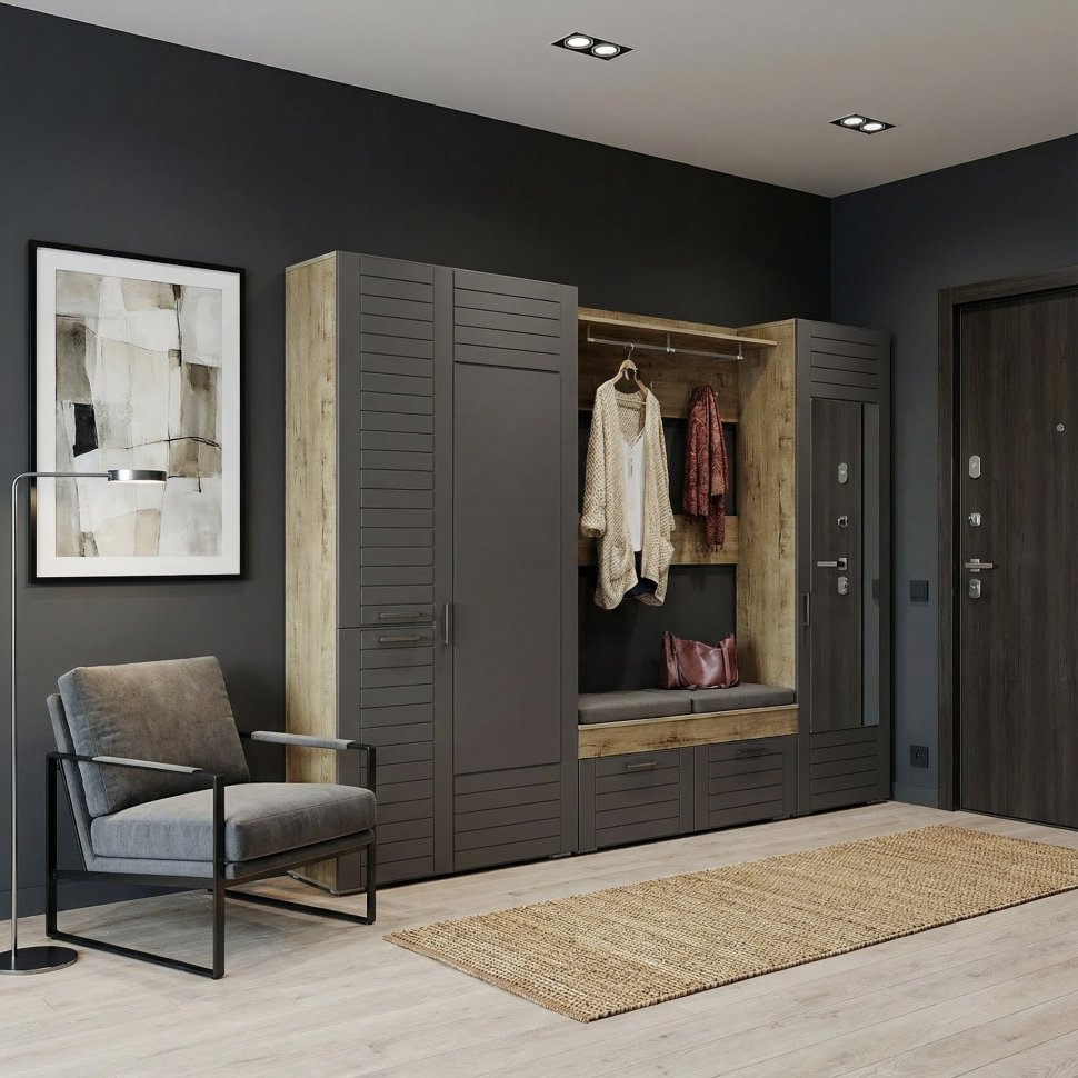 Прихожая Livorno 1 /дуб бунратти / софт графит