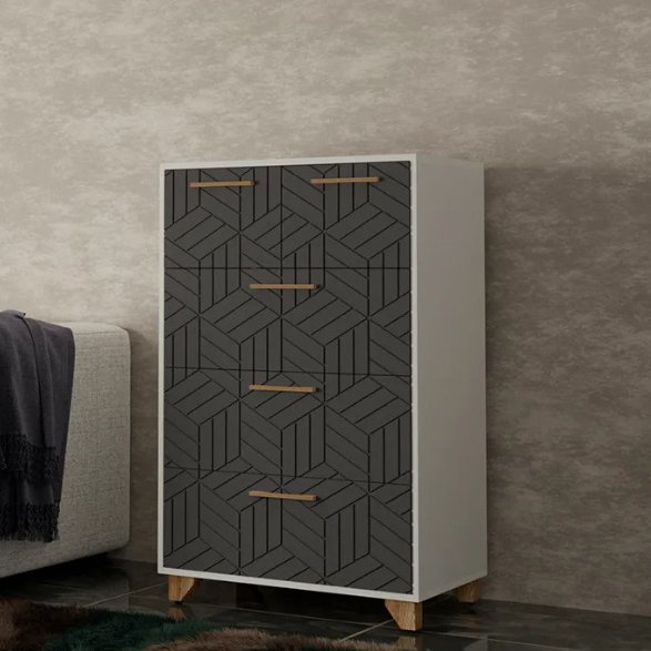 Комод Амстердам Серый графит / Белый