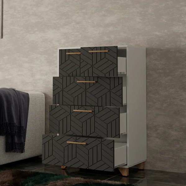 Комод Амстердам Серый графит / Белый