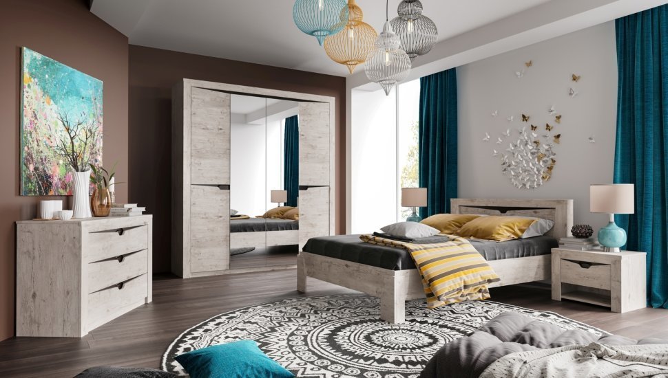 Спальня Соренто МебельГрад (Дуб Бонифаций) Вариант 1