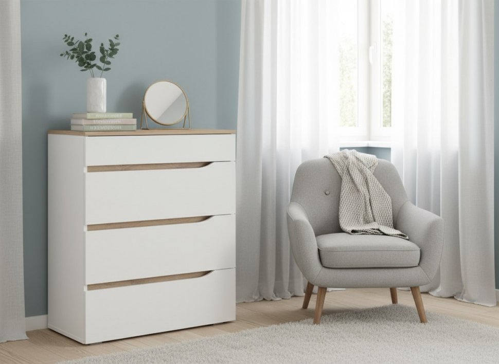 Муссон комод 13.97 Белый/Дуб Эндгрейн