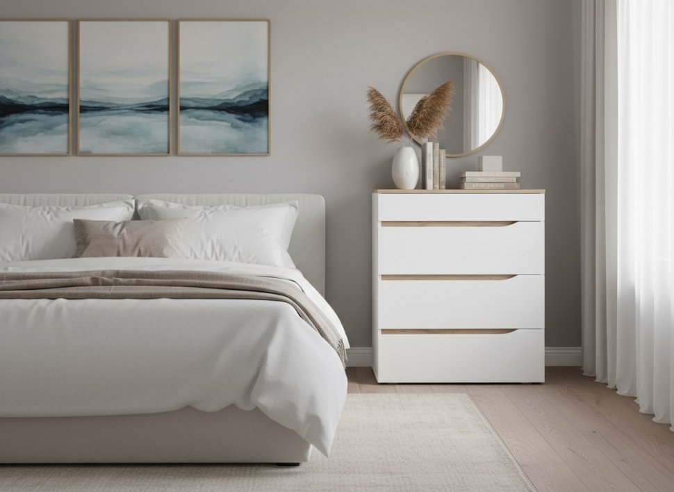 Муссон комод 13.97 Белый/Дуб Эндгрейн