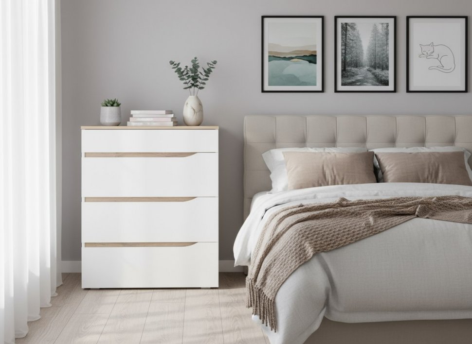 Муссон комод 13.97 Белый/Дуб Эндгрейн