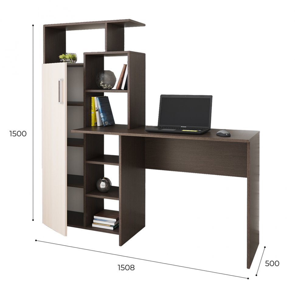 Компьютерный стол Квартет-7 (Венге/дуб молочный) ТЭКС