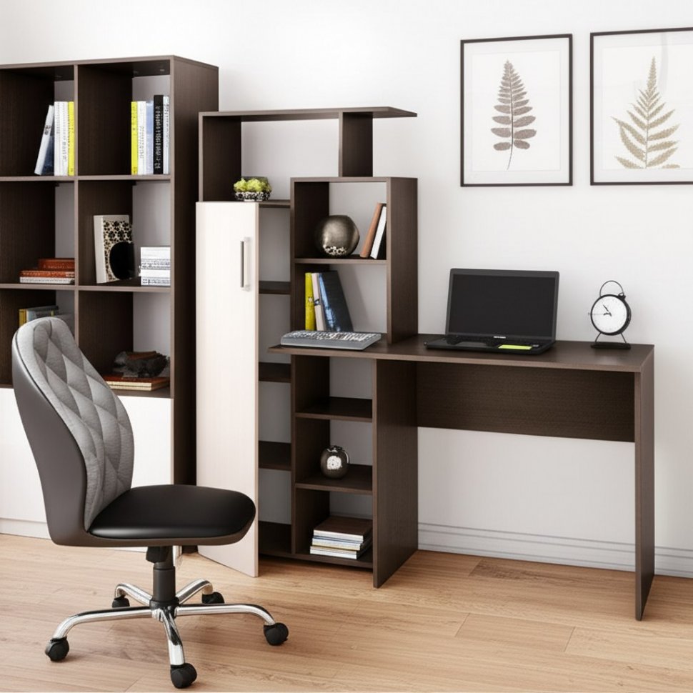 Компьютерный стол Квартет-7 (Венге/дуб молочный) ТЭКС