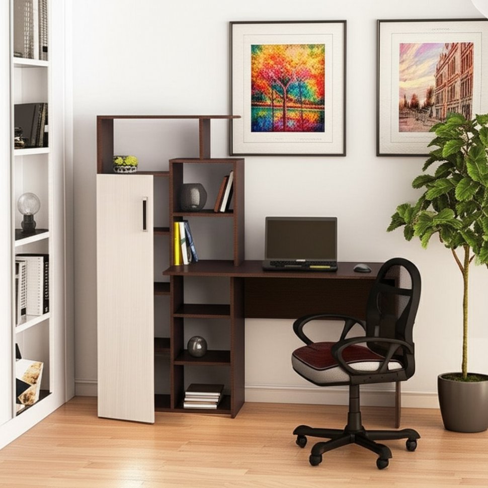 Компьютерный стол Квартет-7 (Венге/дуб молочный) ТЭКС