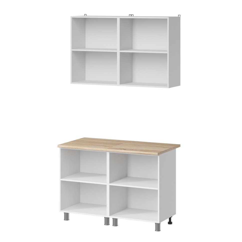 Кухня Аленушка 1,2м Лаванда Сталь,скоба черный,сонома