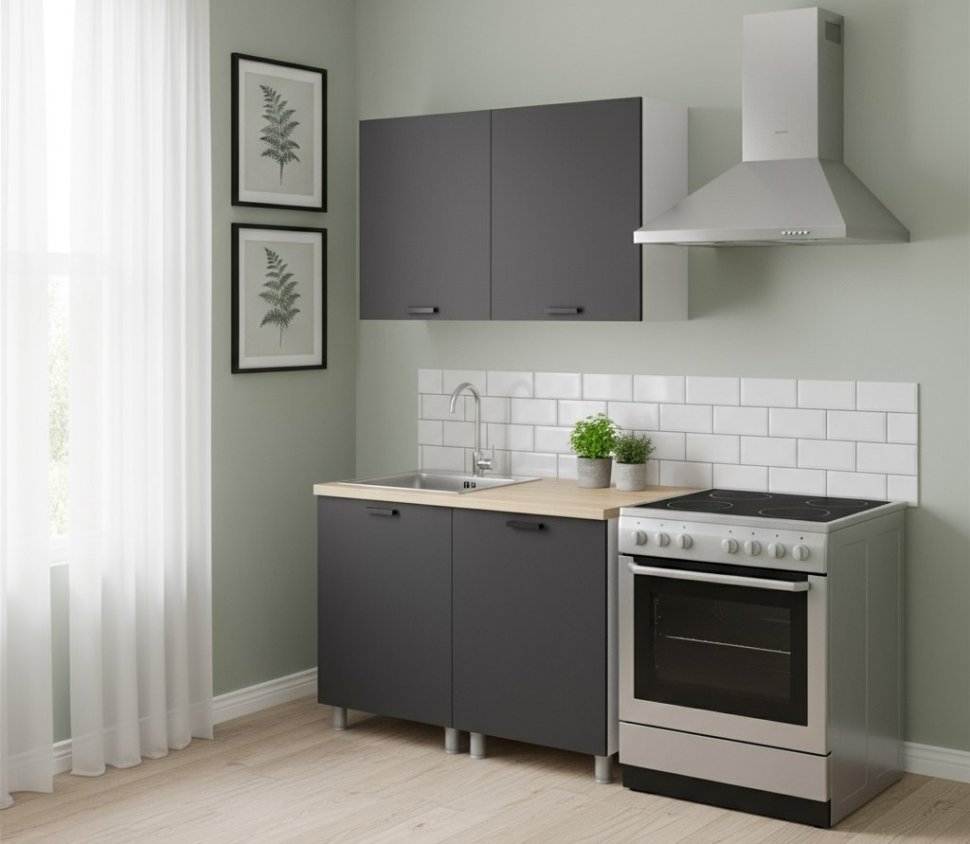 Кухня Аленушка 1,2м Лаванда Сталь,скоба черный,сонома