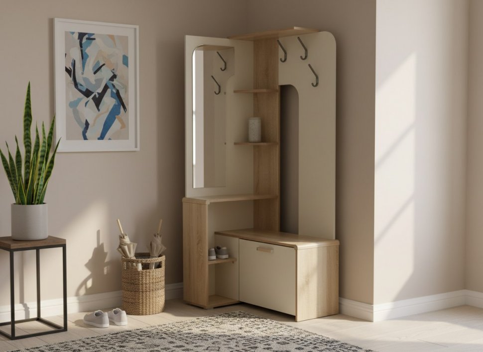 Вешалка напольная Антре Дуб сонома / Белый