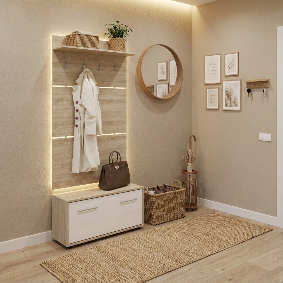 Прихожая ТП-3 + ВШ-3 Дуб Сонома / Белый