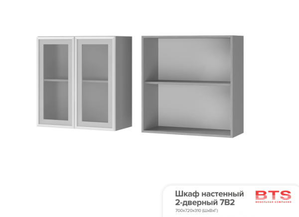 БТС 7В2 Шкаф настенный 2-дверный со стеклом «Прованс 2»