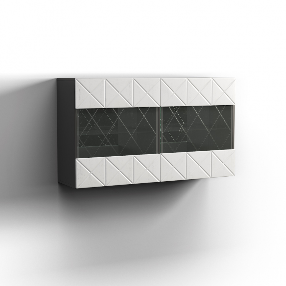 Шкаф навесной 2Д Монако КМК 0673.28 (Графит/Белый глянец)