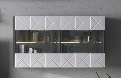 Шкаф навесной 2Д Монако КМК 0673.28 (Графит/Белый глянец)