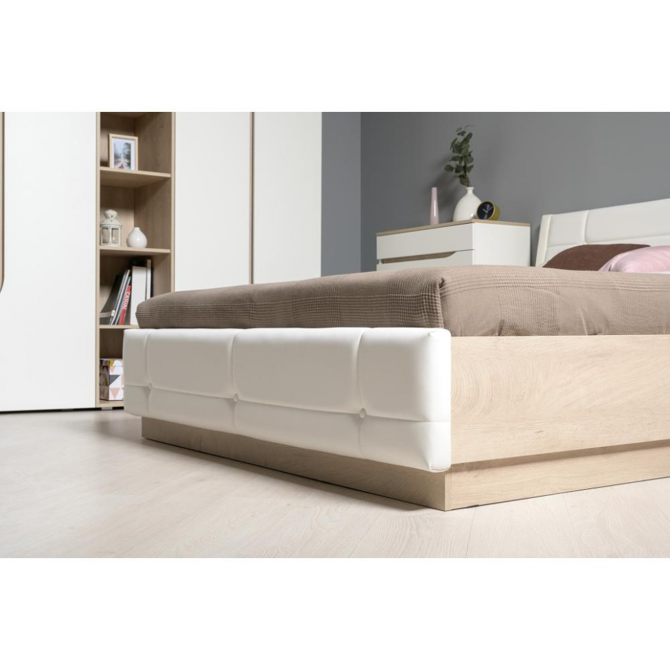 Муссон кровать 11.28 Дуб Эндгрейн/к/з Марвел вайт