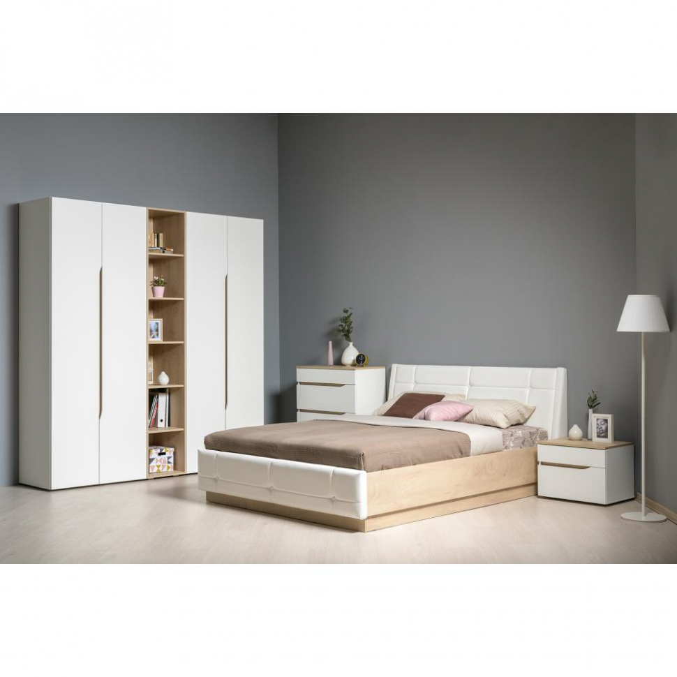 Муссон кровать 11.28 Дуб Эндгрейн/к/з Марвел вайт