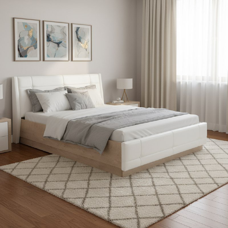 Муссон кровать 11.28 Дуб Эндгрейн/к/з Марвел вайт