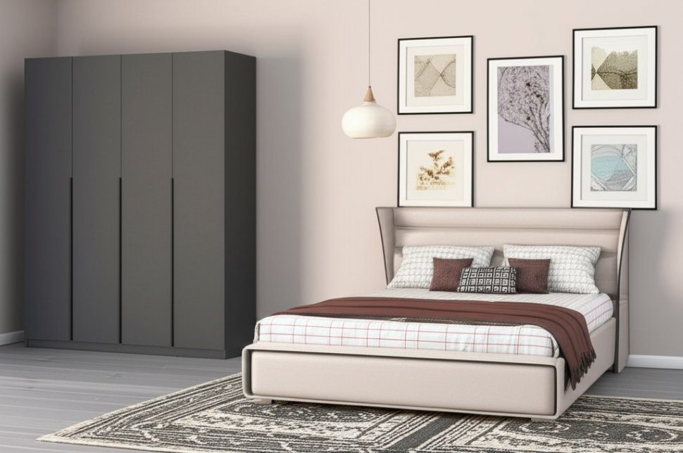 Шкаф распашной с наполнением (11 полок + 2 ящика + штанга) ШК 5 (1600), Графит