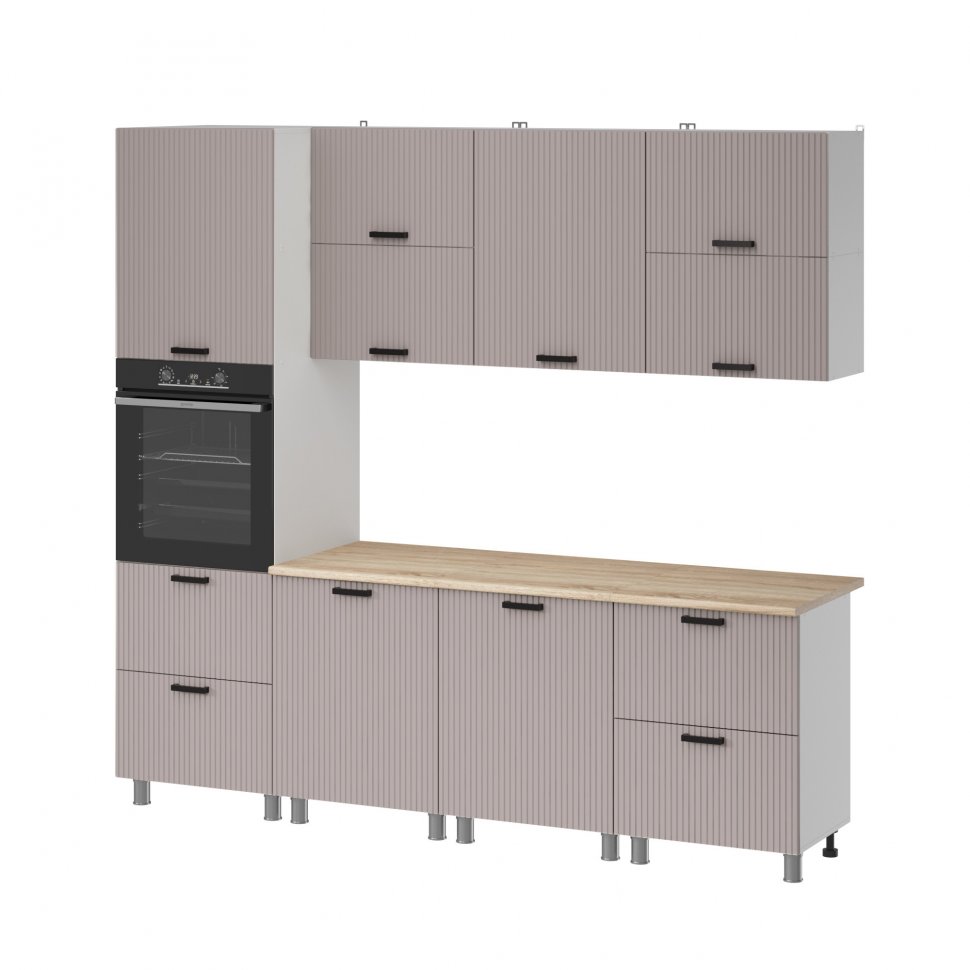 Кухня Аленушка 2,4м Лотос Кашемир,скоба антрацит,сонома