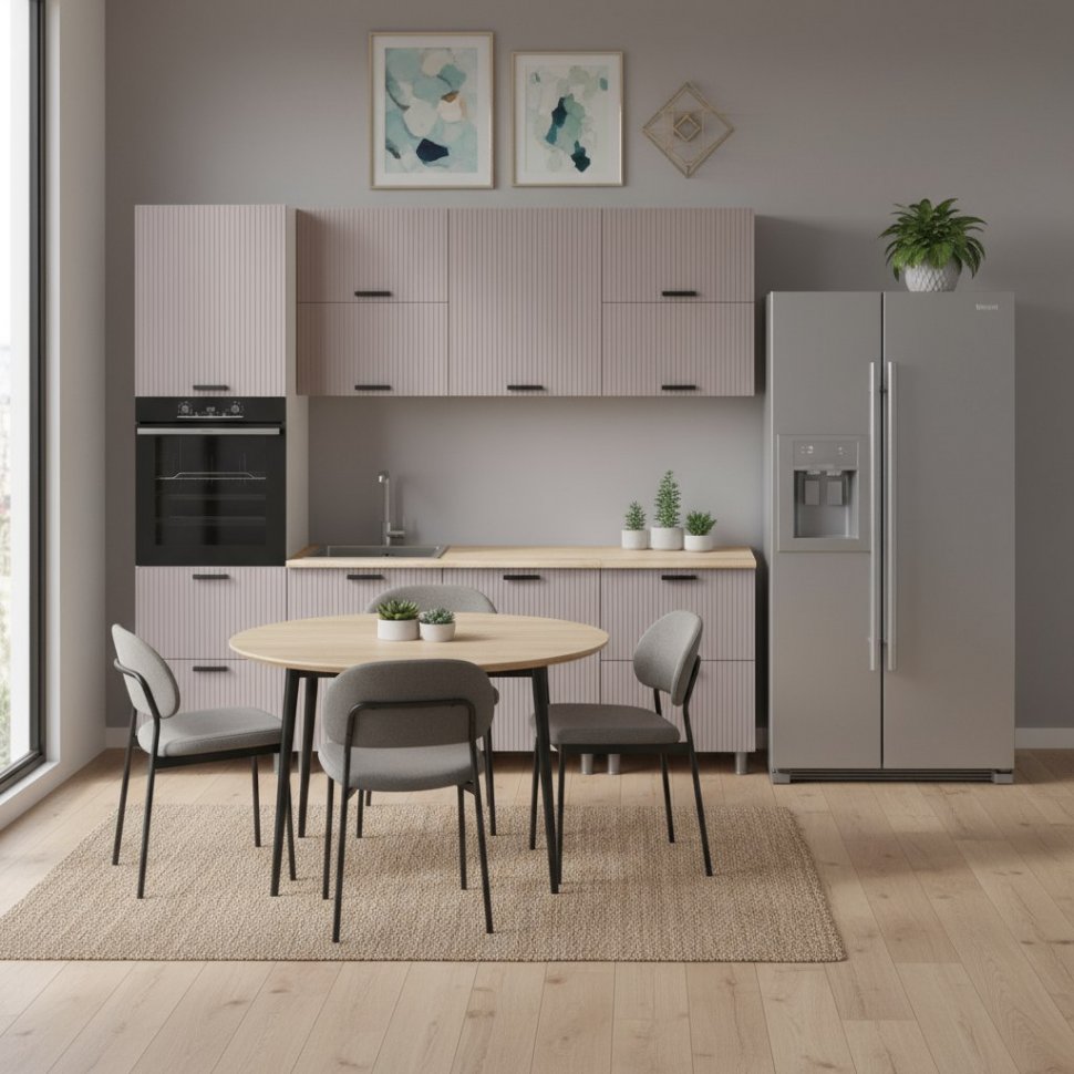 Кухня Аленушка 2,4м Лотос Кашемир,скоба антрацит,сонома