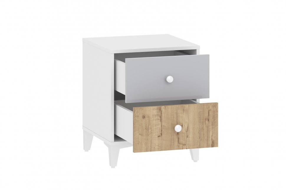 НМ 041.11 тумба прикроватная Морти Дуб Бунратти/белый/серый