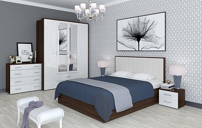 Тумба приватная Моника-1 Интеди ИД 01.205 (Венге/Белый Глянец)