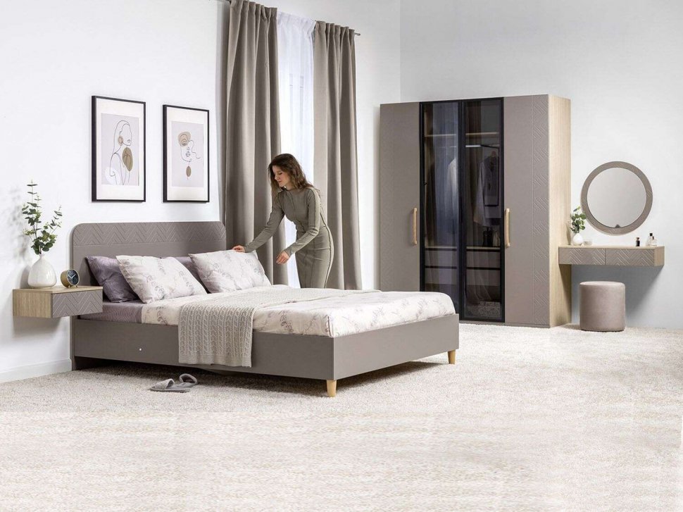 Спальня Амьен  комплект 1 Плэйн/Веллюто Капучино