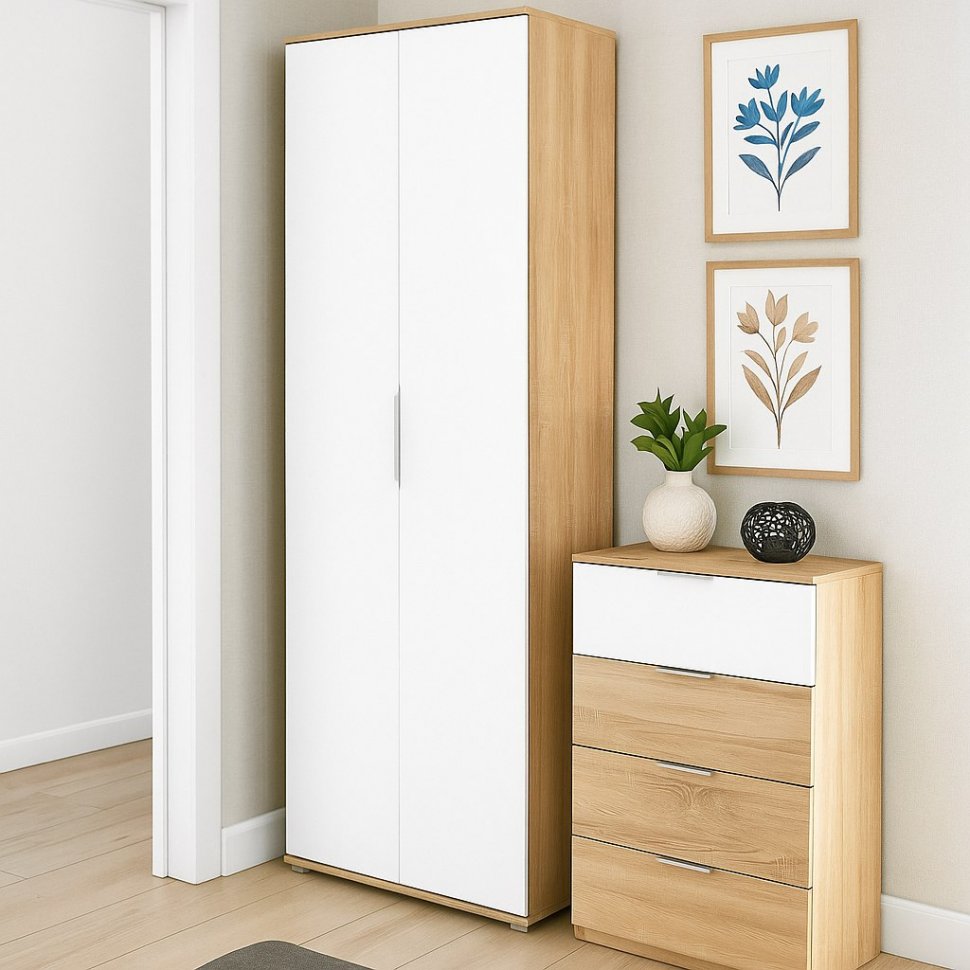 Куба Шкаф для одежды 13.136 дуб сонома/белый