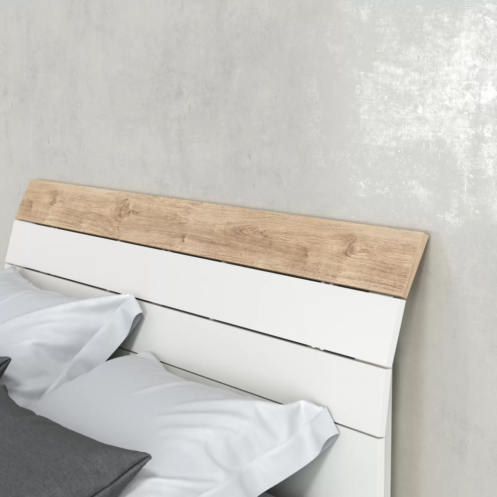 Муссон кровать 11.41 Дуб Эндгрейн/Белый