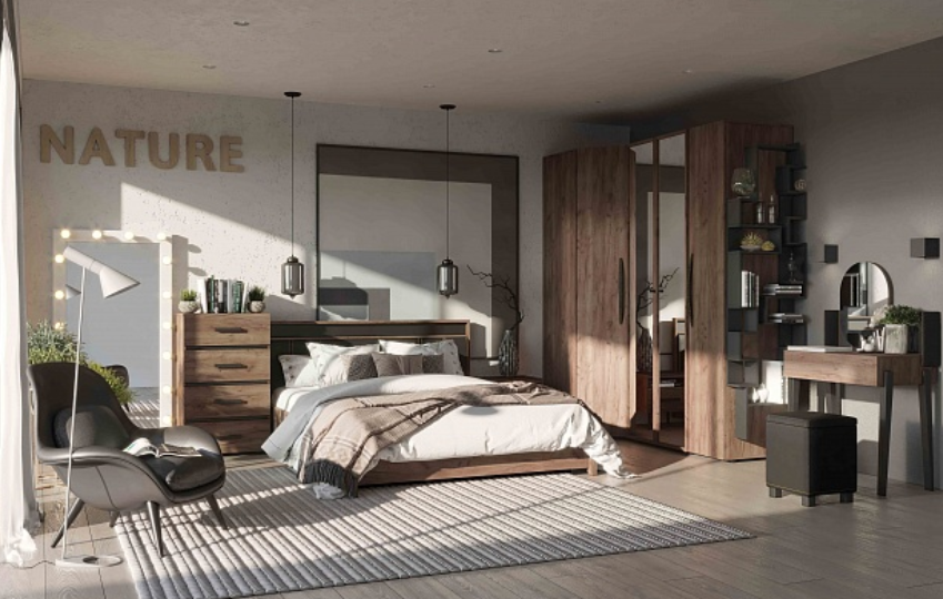 Шкаф двухдверный NATURE 54 (с зеркалами) Глазов-мебель